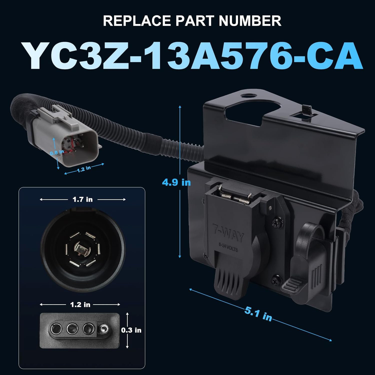 4 & 7 Pin Trailer Wiring Harness with Mounting Bracket – Compatible with 1999-2001 Ford F250 F350 Super Duty Pickup Truck, Replacement for YC3Z-13A576-CA, Durable Tow Hitch Connector