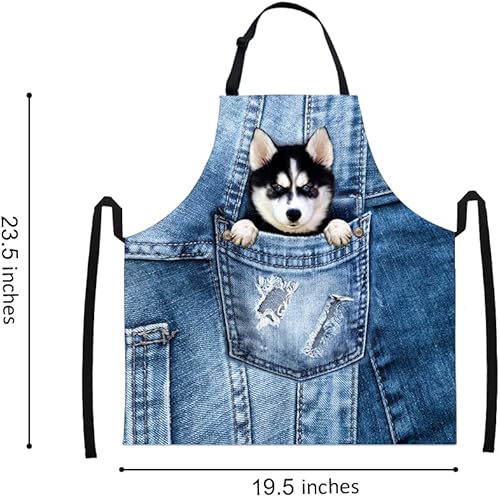 Miniatura 7 de Delantales para niñas y niños, lindos delantales de gatos, perros, niños con correa ajustable para el cuello