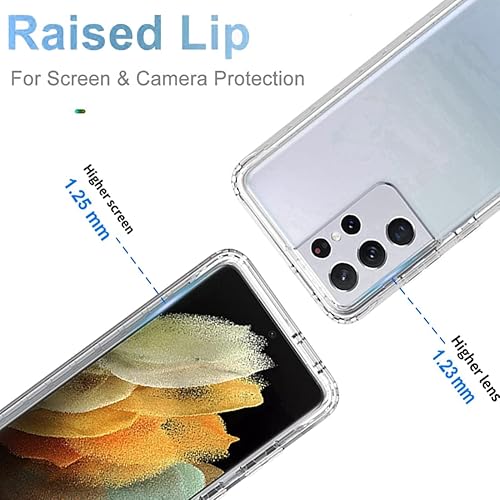 Miniatura 2 de Funda para Galaxy S21 Ultra, SM-G998U con protector de pantalla de vidrio templado, carcasa rígida transparente de cuerpo completo 360 + TPU suave a