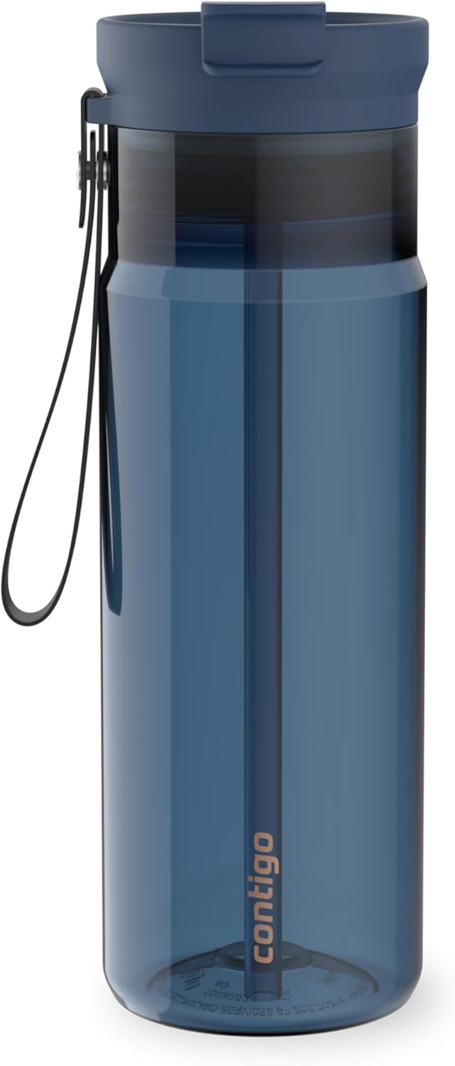 Contigo DualSip 28 oz Leakproof Plastic Water Bottle with Carrying Strap and 2-Way Lid (Drink From Straw or Spout), 100% Leakproof, Durable and Lightweight Tritan Bottle, BPA-Free and Dishwasher Safe