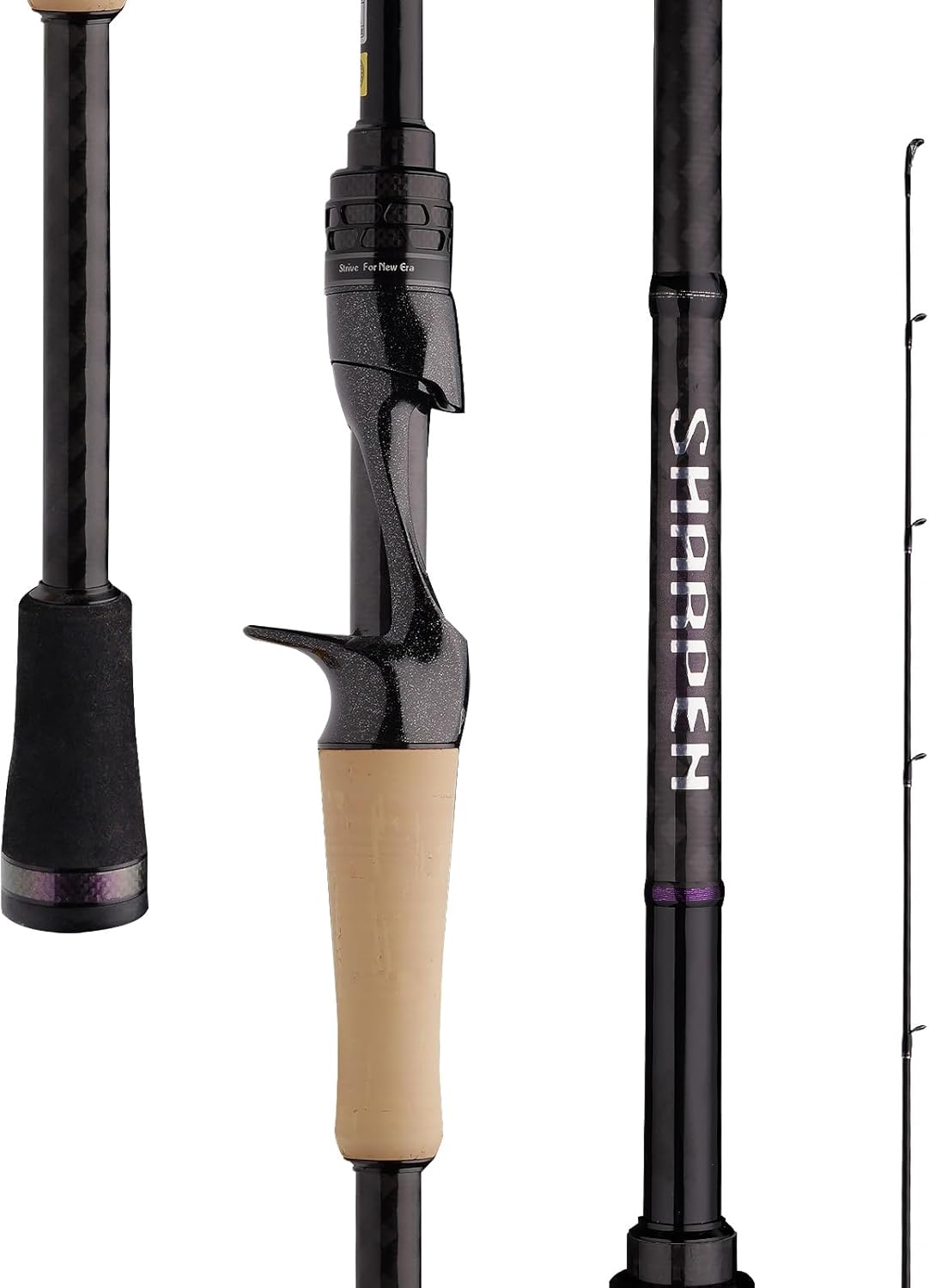 PURELURE Sharpen Fishing Rod Carbon Fiber M40JB+T1100G,Extra Fast/M Fast Action,Carbon Reel Seat,3A Cork and EVA Handle,New Fuji O-Ring Guides,6'5"-9'2" Freshwater/Saltwater Spinning & Casting Rod Cast:?rh-c662ml-xf?-2pcs