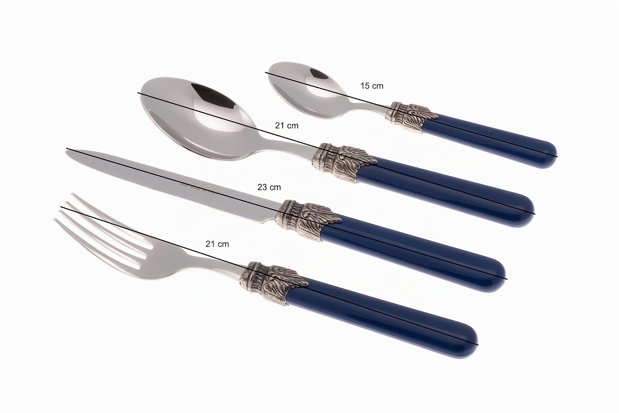 Rivadossi Sandro 1616S05 Set di Posate per 4 Persone, 16 Pezzi - Classic - 100% Made in Italy, Artigianalità e Design, Acciaio Inox 18/10,Blu