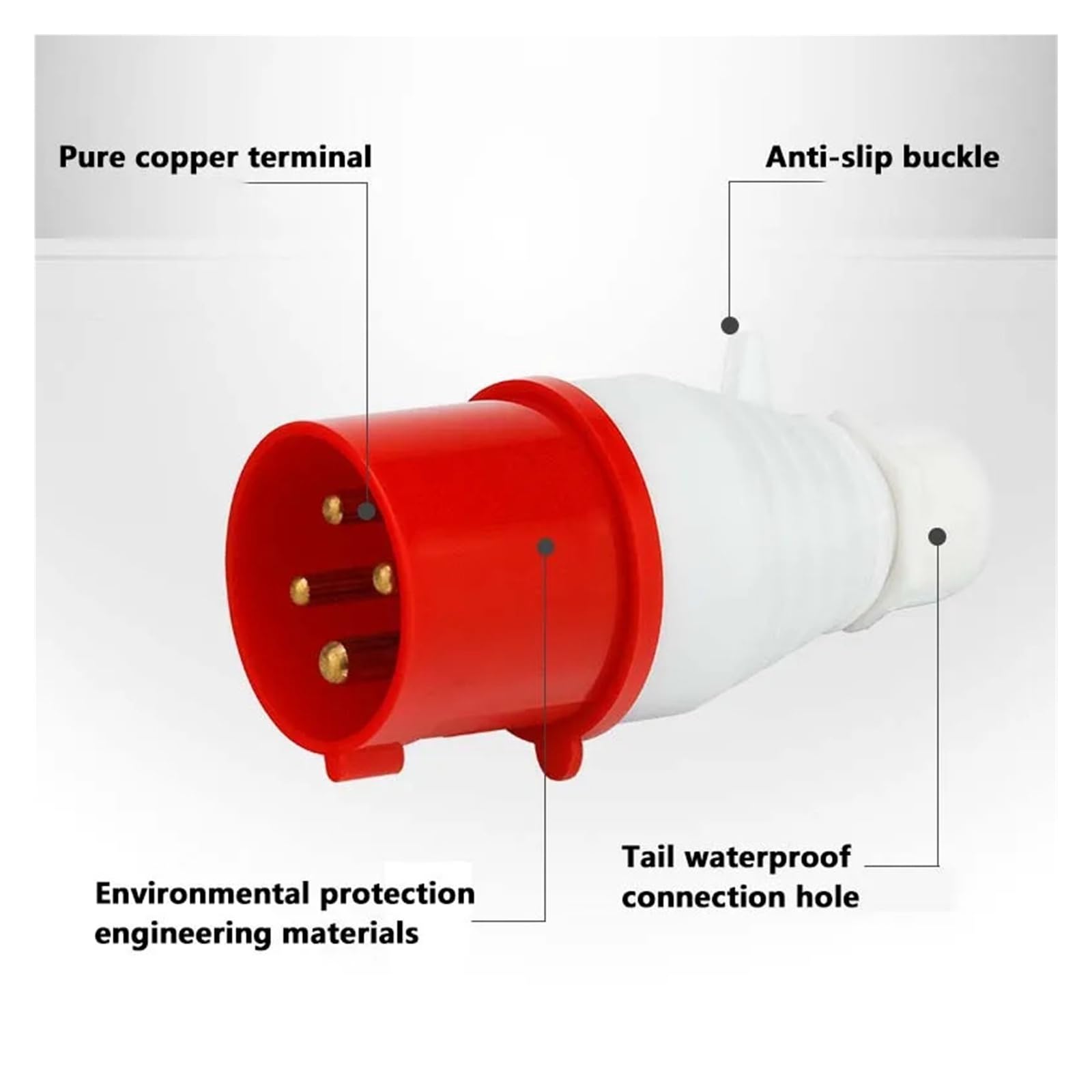 Enchufe industrial IP44 resistente al agua, conector de 3 pines, 4 pines, 5 pines, 16 A/32 A, conexión eléctrica, montaje en pared (enchufe montado en panel, 16A-4P)