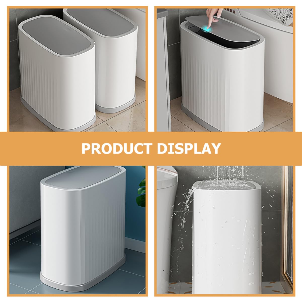 ARTIBETTER White Press-top Trash Can with Lid, Small Bedroom Garbage Pail for Bathroom and Office, Portable Waste Basket for Home Storage and Organization