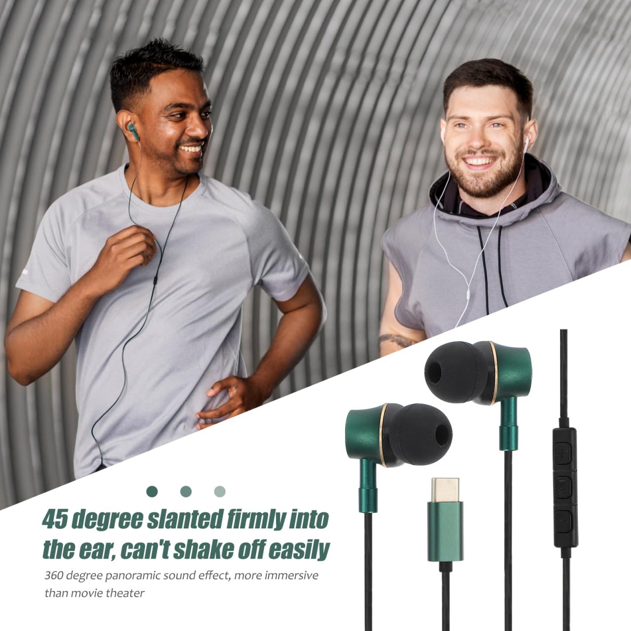 Mikikit 4pezzi Cuffie In-ear Usb Type-c Microfono Cancellazione Per Smartphone e Tablet Audio Stereo e Comfort Duraturo