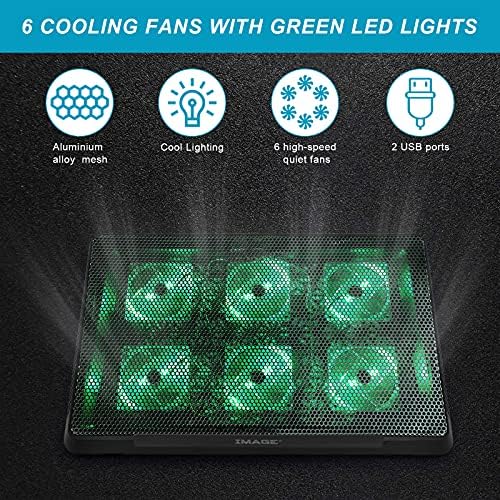 IMAGE Laptop Cooling Pad 15.6-17 Inch Notebook Cooler with 6 Quiet LED Fans adjustable Laptop Cooling Fan Stand for Gaming Laptop