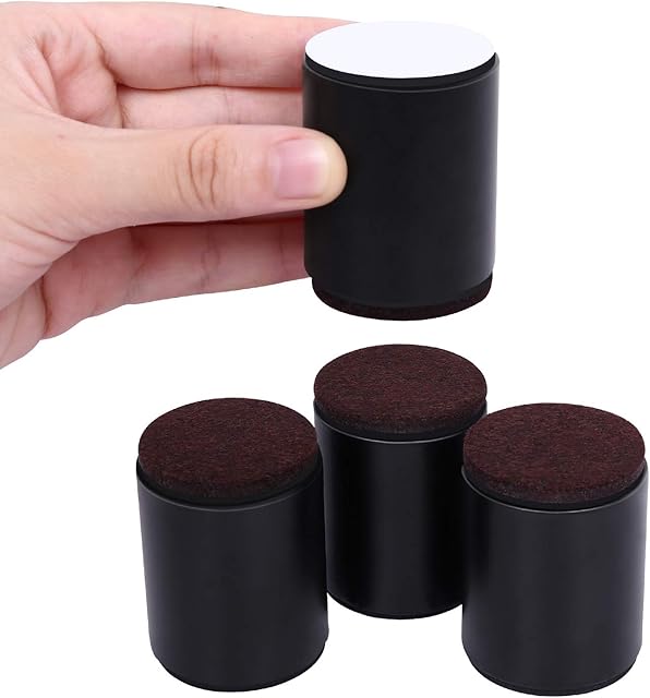 AIRUJIA 5cm Lift Furniture Risers Carbon Steel Bed Risers, Diameter 4cm Self-Adhesive Heavy Duty Furniture Raisers Adds 5cm Height to Beds Sofas Cabinets Supports 20,000 lbs (Round, Black)