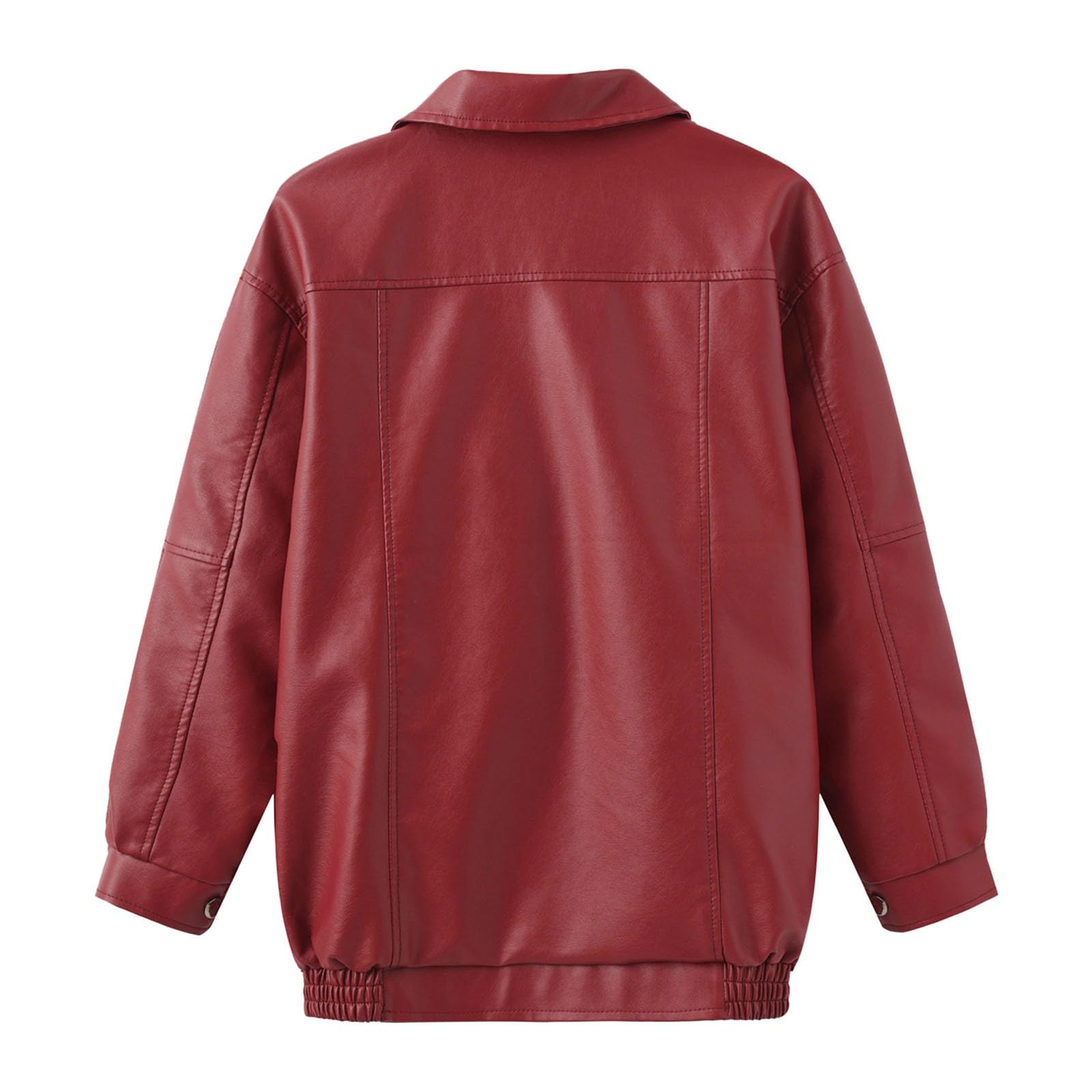 Lederjacke Damen Damen Kunstlederjacke Oversize Motorrad Übergröße Moto Biker Lederjacke Mantel Kurz Leicht Mode Lässige Kunstlederjacke L