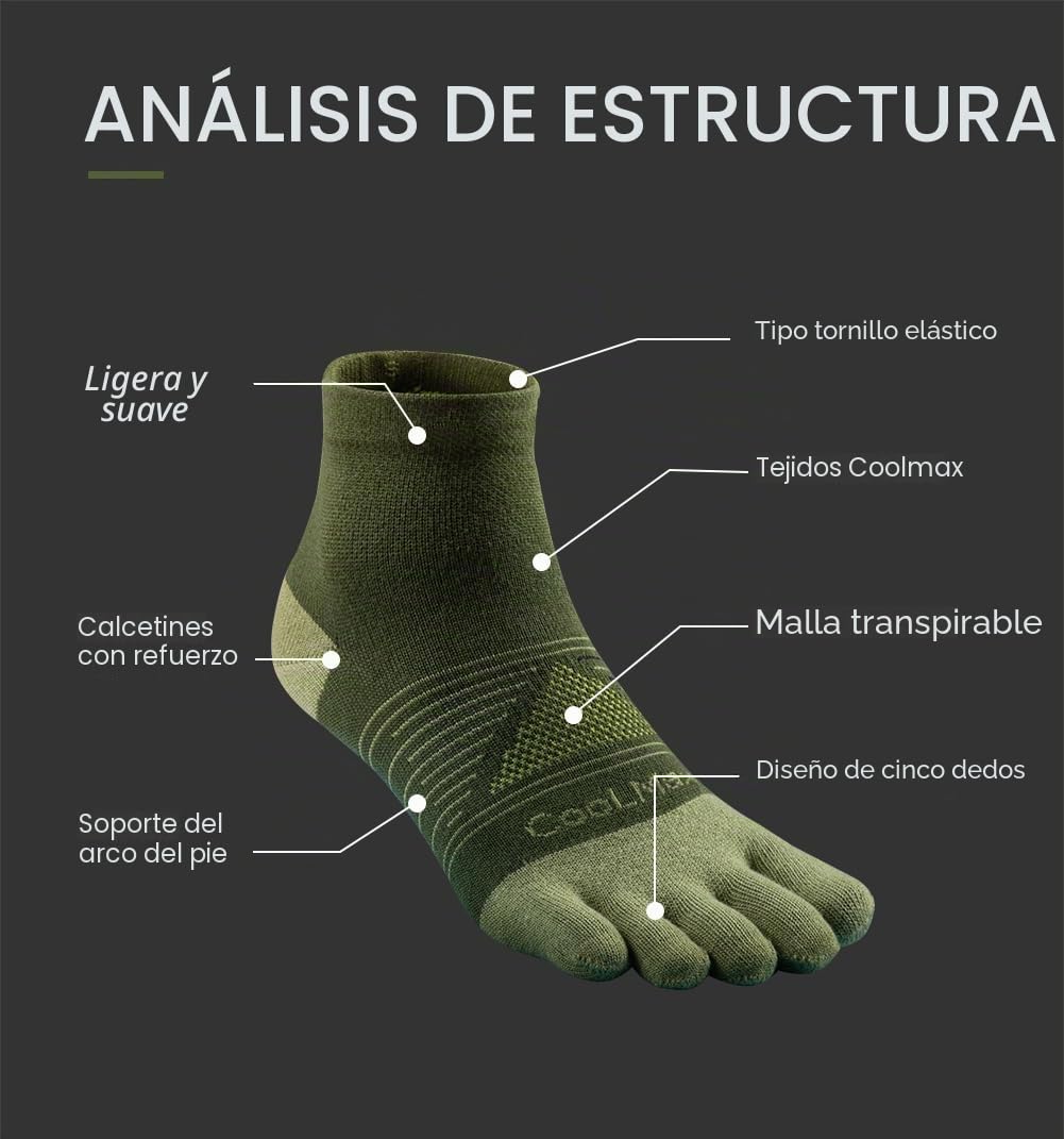 Calcetines de dedos para hombres y mujeres calcetines para correr Coolmax calcetines tobilleros transpirables
