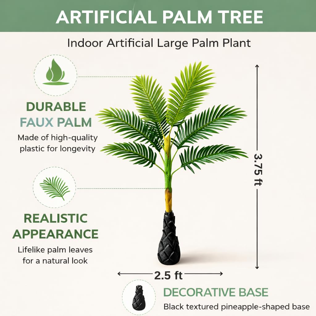 Akaar Artificial Palm Tree - Tropical Decor -3