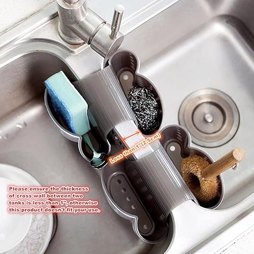 Miniatura 3 de Organizador para fregadero de cocina, esponja y jabón, cesta colgante para fregador, cepillo de platos, organizador de accesorios de cocina (blanco,