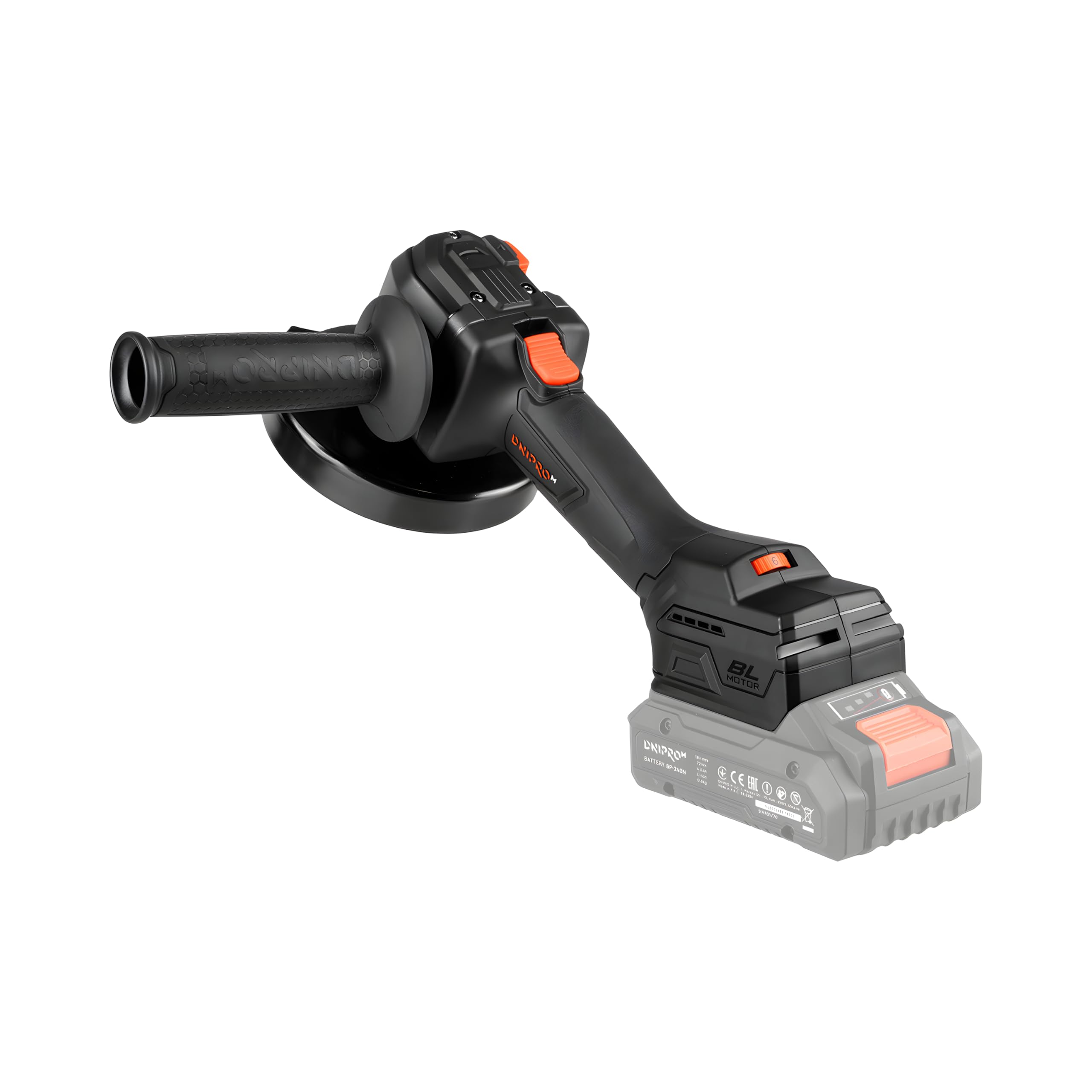 Amoladora Angular a Batería DGA-204SBC 20V - Disco 125 mm con Motor Brushless Sin Escobillas, 6 Velocidades de 4000-9200 RPM para Corte, Desbaste y Pulido - Con Batería 6 Ah y Cargador - Por Dnipro-M