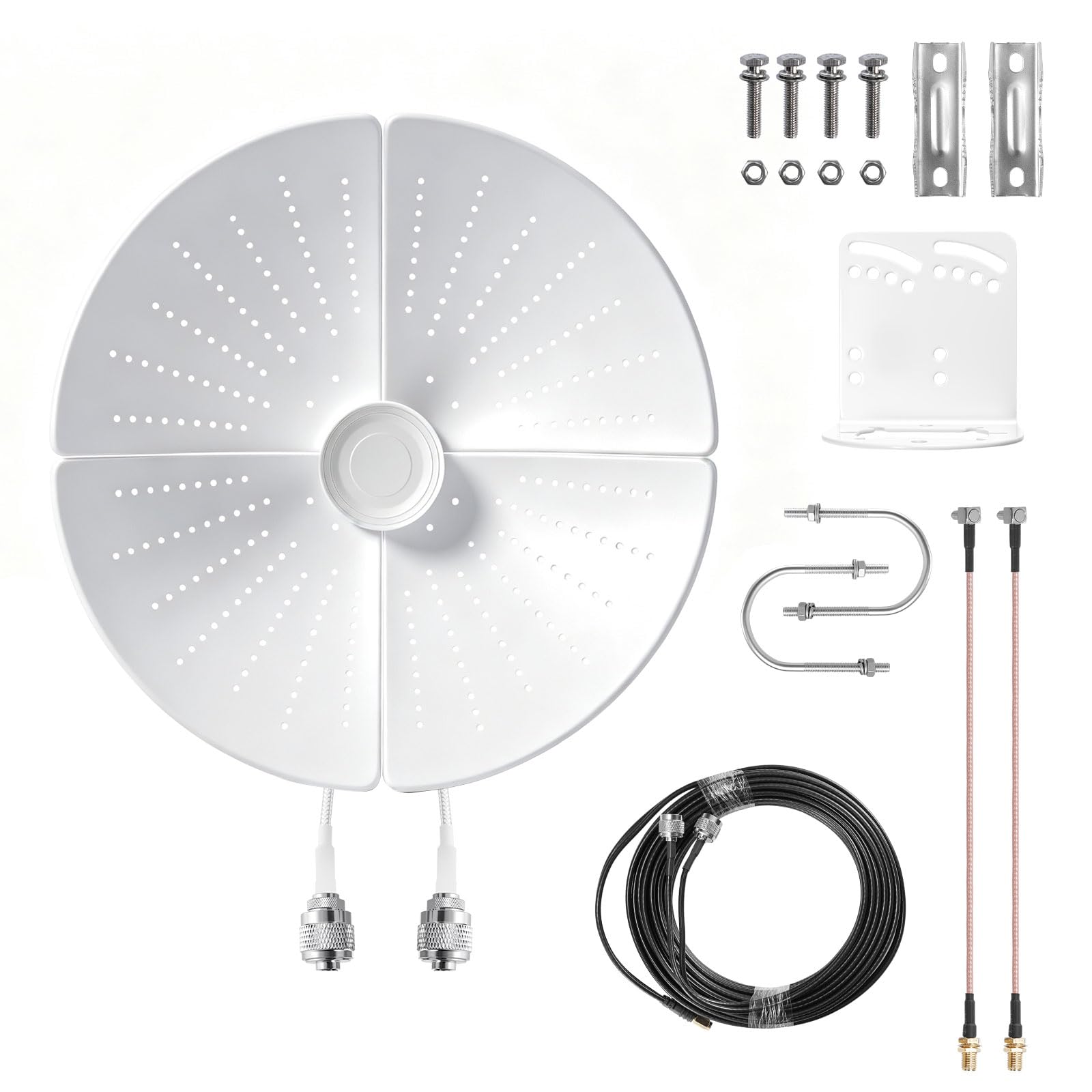 Antenne directionnelle extérieure 5G 4G LTE MIMO pour routeur, amplificateur de signal 600-6000 MHz, double polarisation SMA TS9 pour la maison, les zones rurales (ronde)