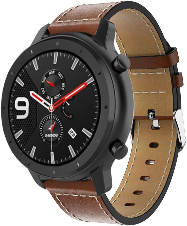 Santer para GTR 47mm bands,22mm Quick Release Genuine Leather Sport Replacement Strap bands compatible with Amazfit GTR 47mm Smart Watch