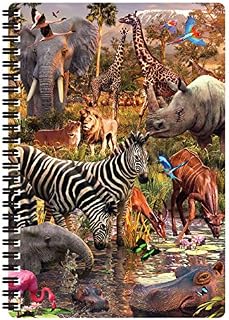 3D LiveLife A5 Notebook - Waterhole from Deluxebase. 80 Page Lenticular 3D Safari Animal Notebook. Superb School or Office Stationery with Artwork Licensed from Renowned Artist David Penfound