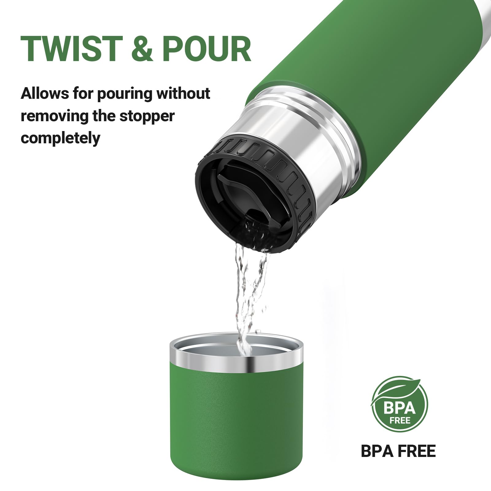Super Sparrow Borraccia Termica -500ml/750ml/1000ml - Bottiglia Termica in Acciaio Inox - Borracce Senza BPA - Mantiene Calde 12 Ore o Fredde per 24 Ore - A Prova di Perdite Tappo Funge Anche da Tazza