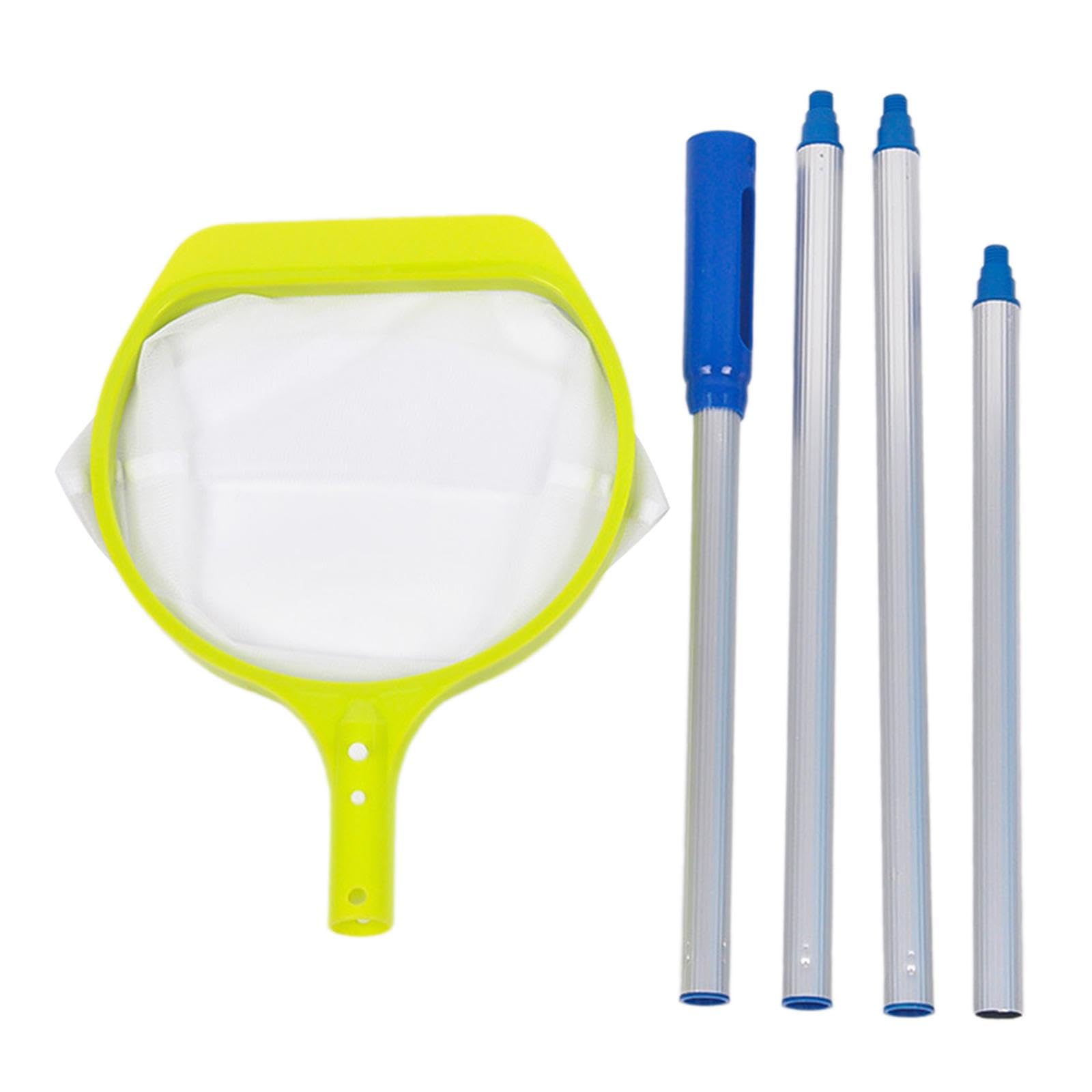 Épuisette de Piscine, Filet de Nettoyage, Raccord Fileté, Râteau à Feuilles pour Piscine, Filet de Ramassage de Feuilles pour Jardin, Pelouse, Vert