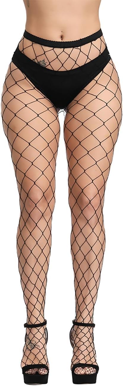 SAFSOUFishnet Stockings For Women With Stretch Waistband,Fishnets With Reinforced Toes, Fishnet Tights With High Elastic