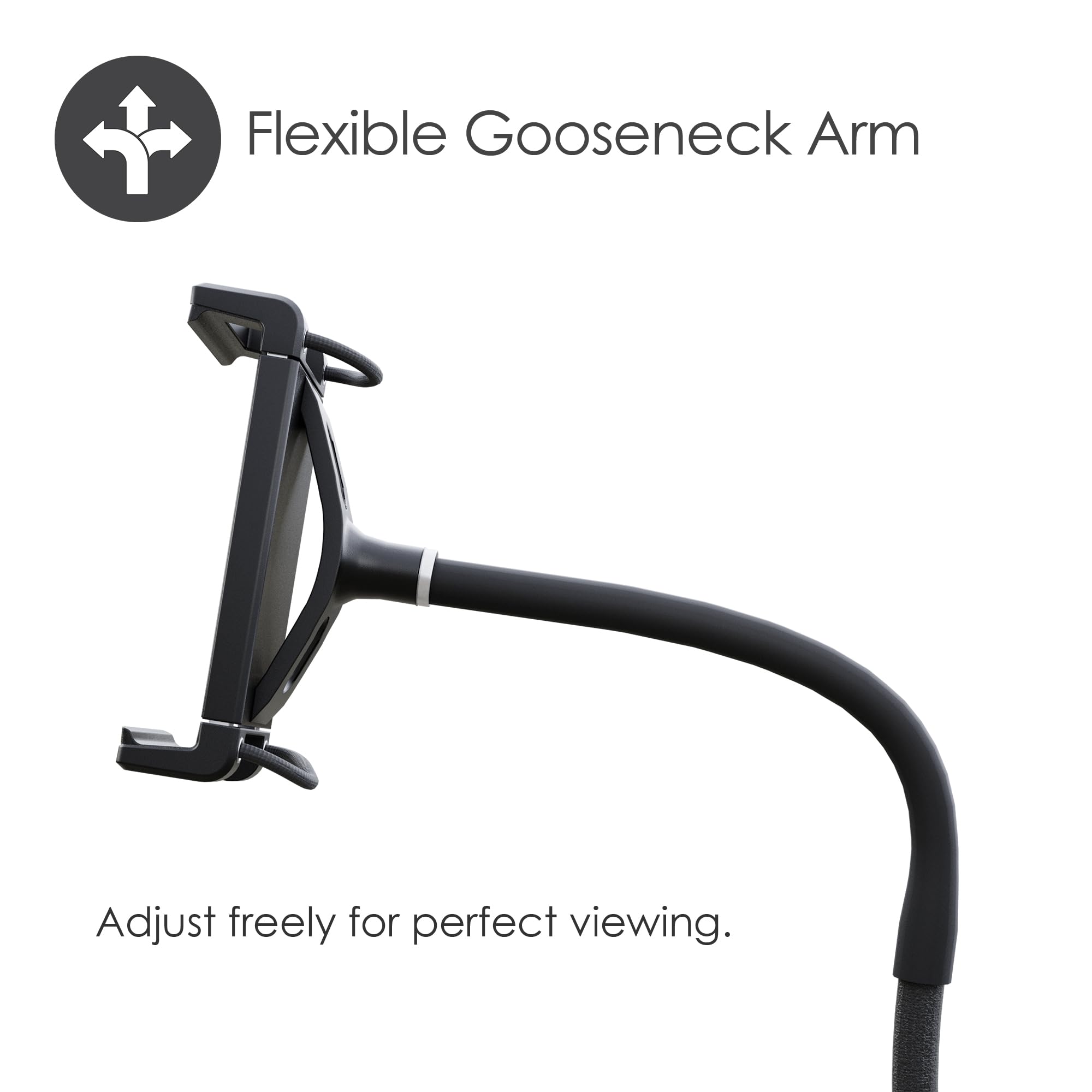 Desire2 Flow - Supporto per telefono e tablet a collo d'oca, braccio flessibile, mani libere, montaggio a morsetto