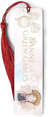 Marcadores de metal regla Anne Bookografía de medida verde borlas Gables Bookworm para marcadores de libros amantes lectura cuaderno marcador