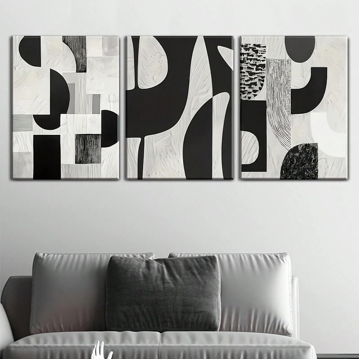 LIFKNVN Black And White Abstract Painting Cloth Wall Art, Home Decoration Picture Printing, Living Room Bedroom(40x60cmx3/Without frame)
