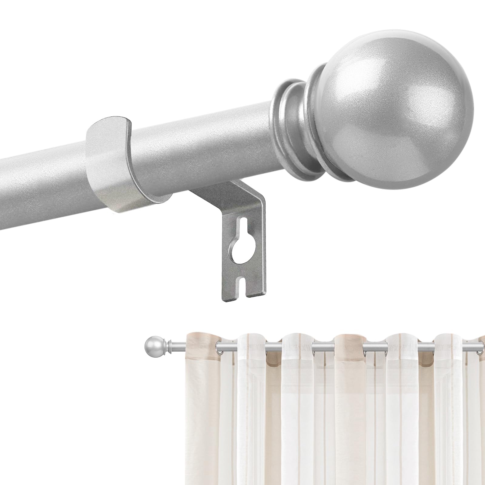 Photo 1 of Poskena Silver Curtain Rods 28-48 Inch