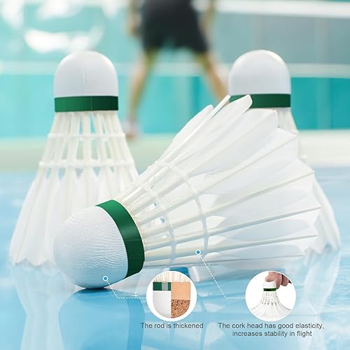 Miniatura 4 de Philonext Volantes de bádminton 12 piezas de volantes de plumas de ganso estables y duraderos pelotas de bádminton para juegos en interiores y