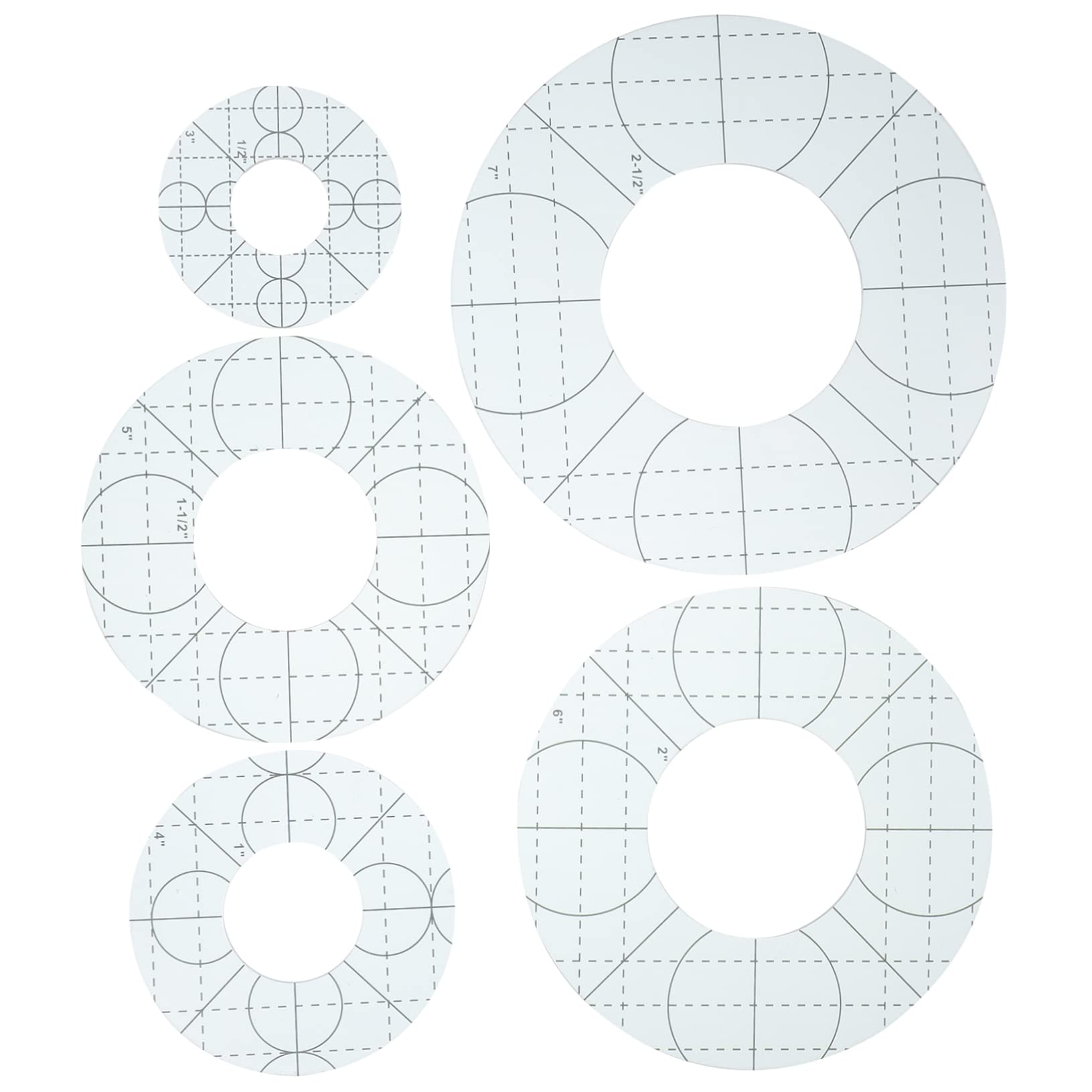 Set 5 Pezzi Righelli per Patchwork in Acrilico, Accessori per Quilting Leggeri e Portatili per Cucito e Ricamo