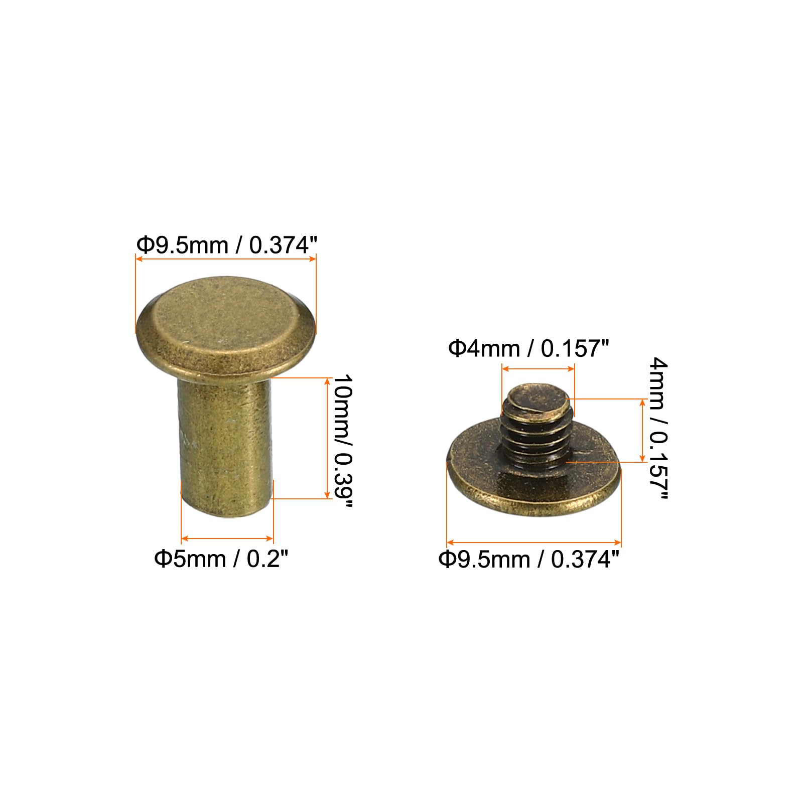 PATIKIL 100 Sets Chicago Screws, M5x10mm Chicago Screws Phillips Binding Post Screw Bolts Leather Rivets Fasteners Connectors Steel for Leather Belt Scrapbook Photo Albums, Brown - Image 2