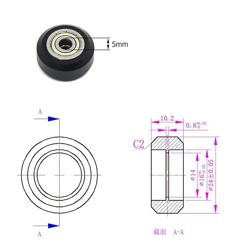 Miniatura 2 de Rueda de polea de plástico grande con rodamiento para impresora 3D