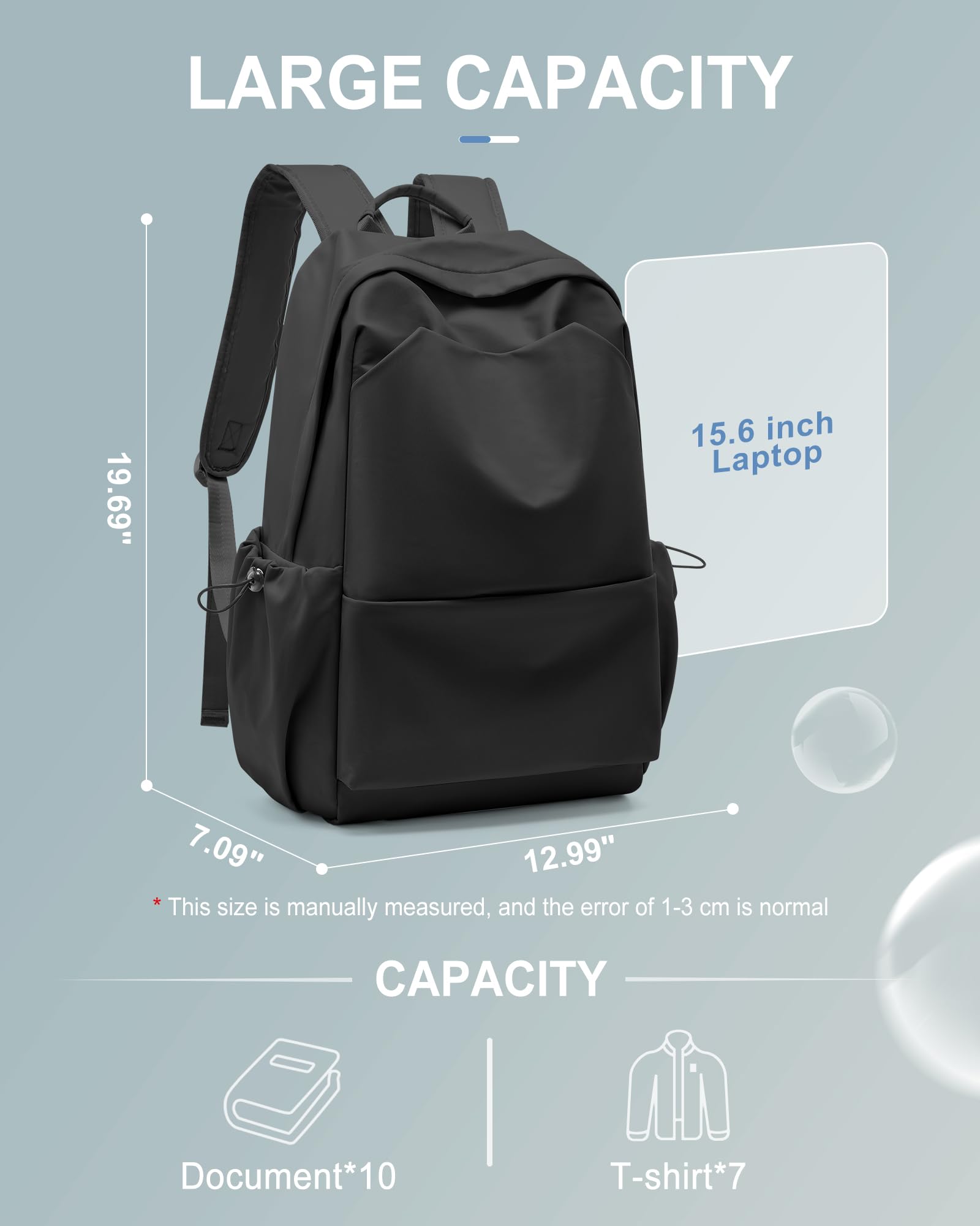 UPPACK Backpack For Women Men School Aesthetic Lightweight College Backpack for Boys Girls Book Bag Casual Daypack Laptop Gym Backpacks Black-L