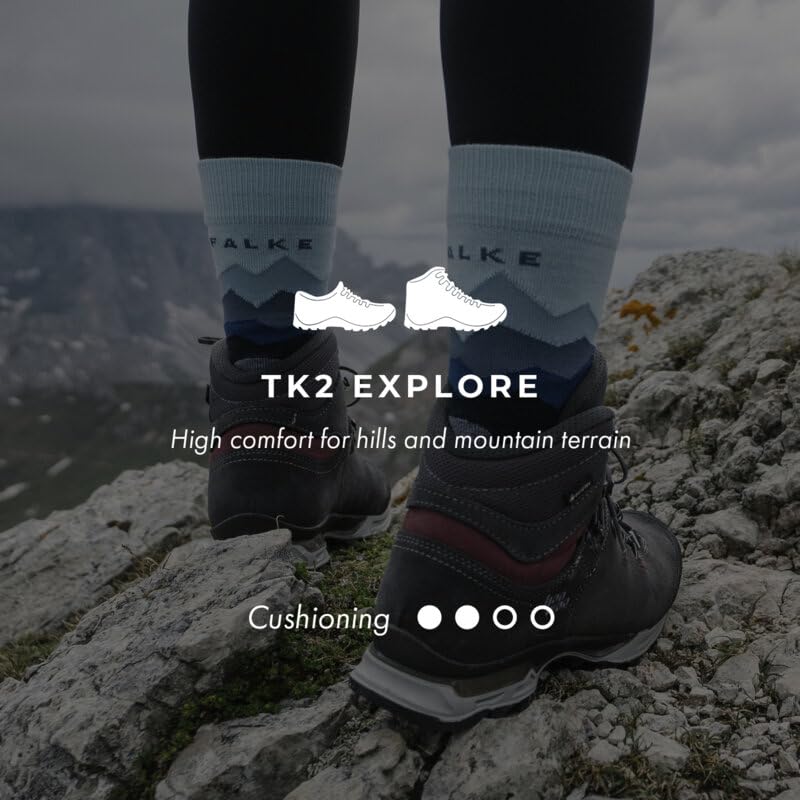 Image of FALKE Women's TK2 Explore Crest Hiking Socks, Quick Dry Merino Wool, 1 Pair