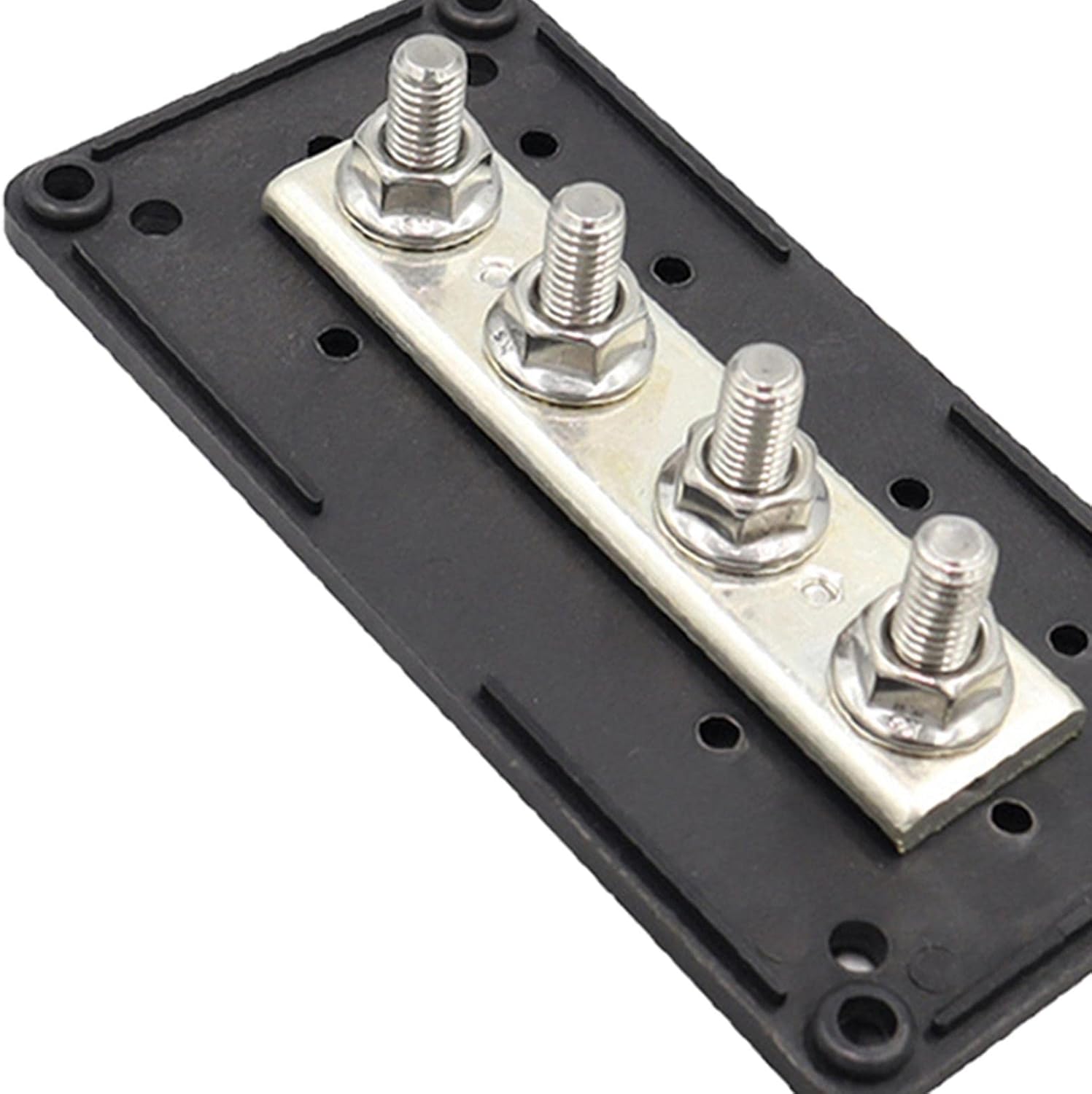 Marine Automotive Power Distribution Block with 4 Terminals, M8 Black