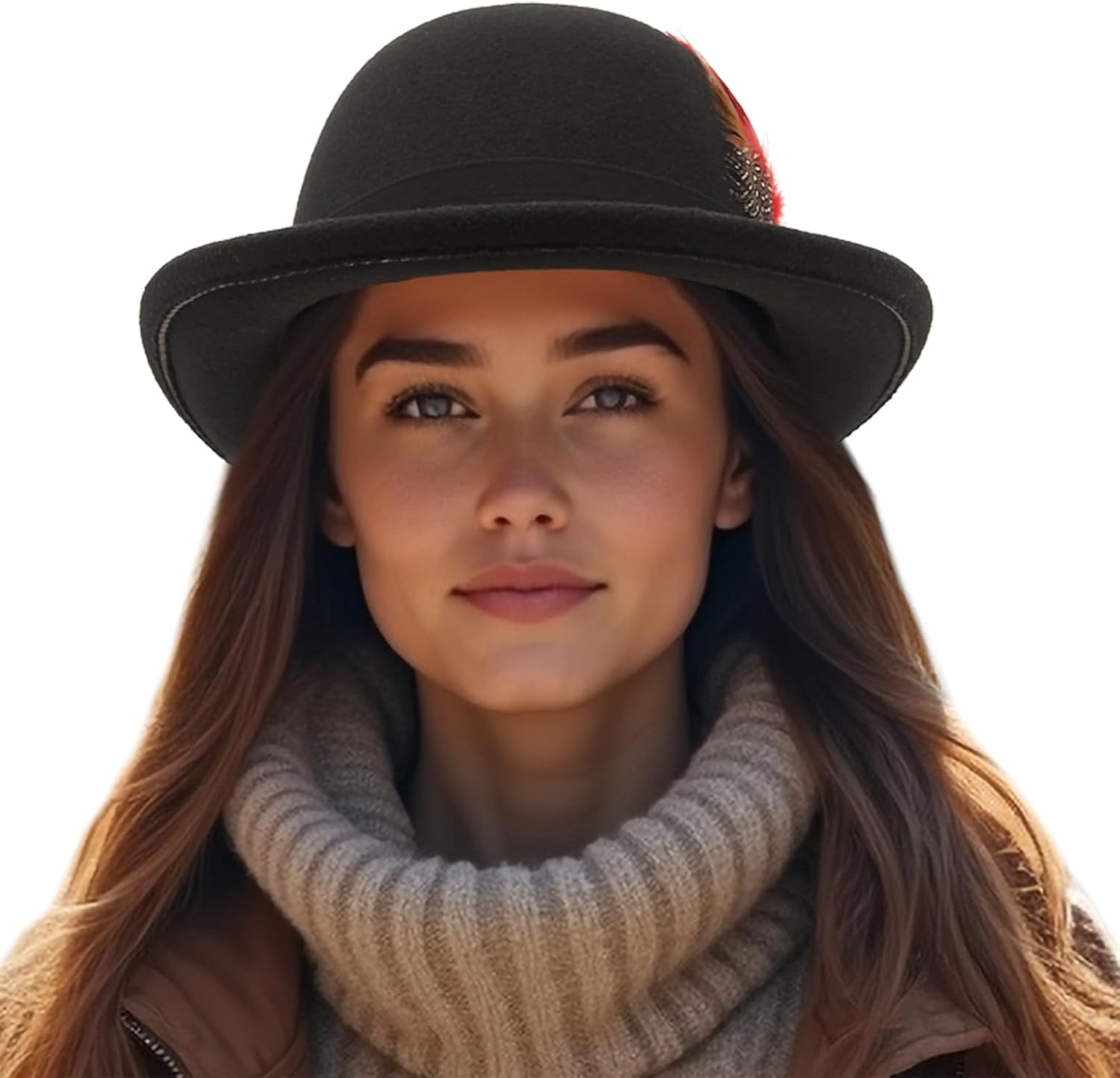 GEMVIE Vintage Bowler Hats for Men Women Short Brim Fedora Crushable Cloche Hat with Feather Band - Image 2