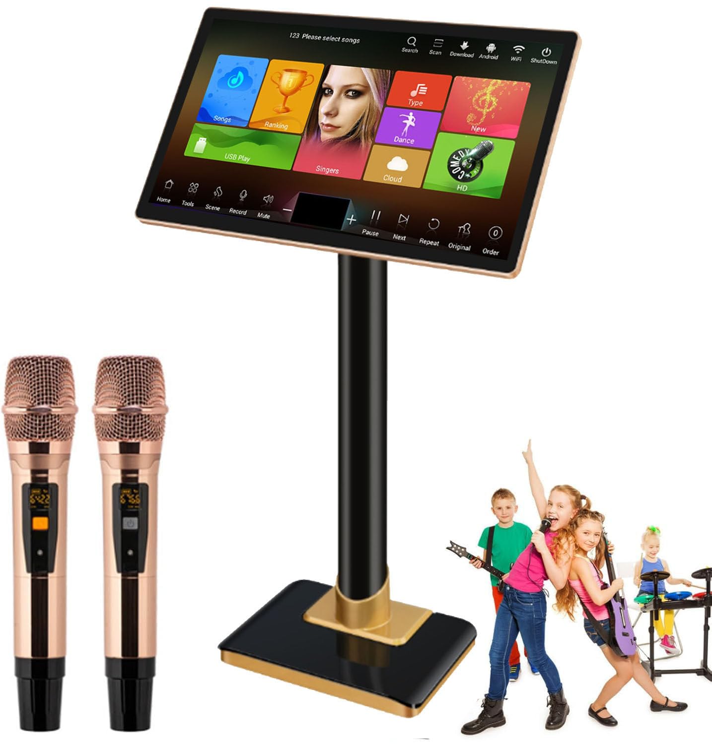 Sis-Tema De Karaoke Profesional De 21.5 Pulgadas, Control Mediante Aplicación Móvil, Compatible con Varios Idiomas, Amplificador De Karaoke para El Hogar, Fiestas Y Ktv Black-2tb