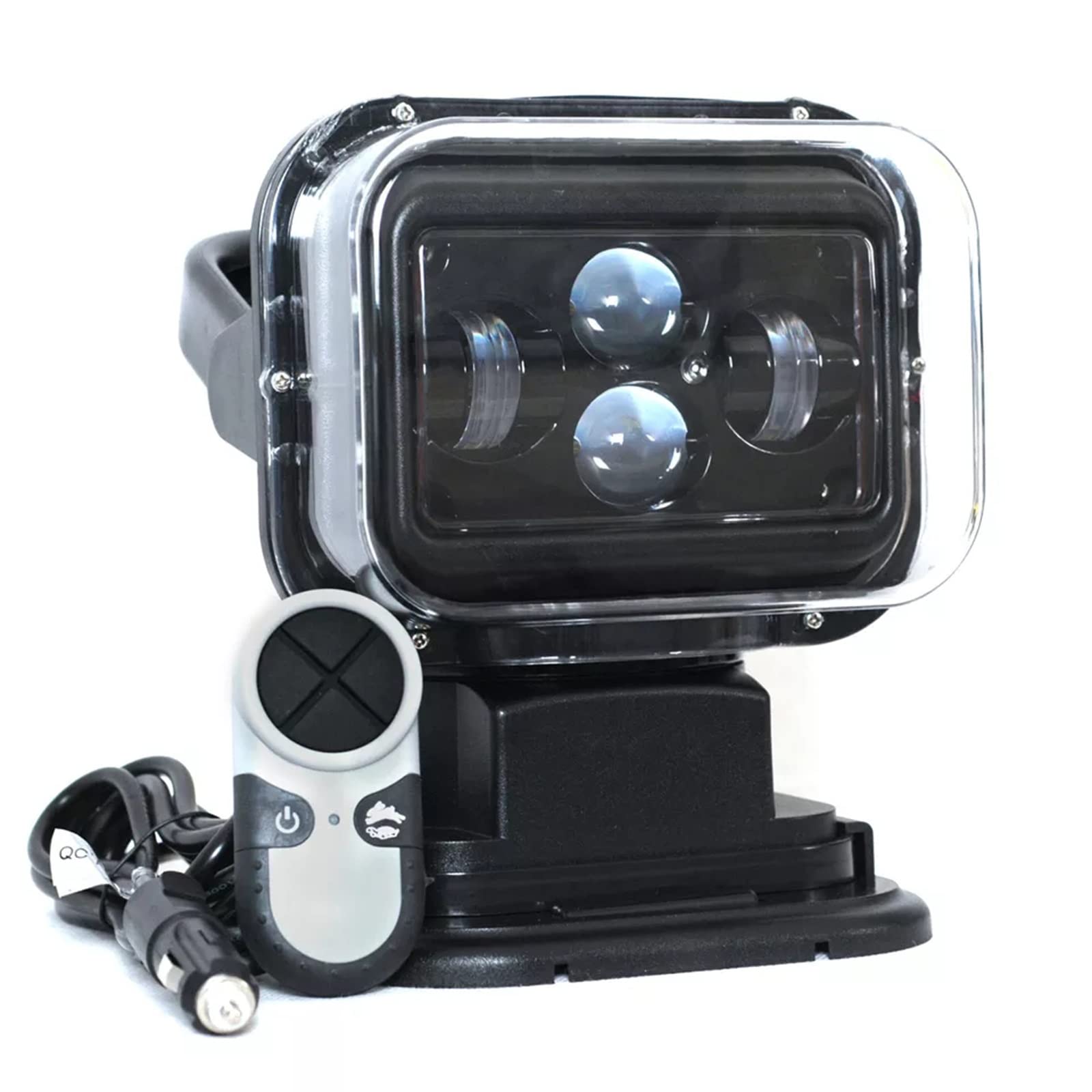6000K Blanc Naturel 12/24v Super Lumineux Longue Portée Narrow Focus Faisceau Offroad sans Fil Télécommande Montage sur Le Toit Spot LED, Phare for Voiture & Camion (Color : Black)