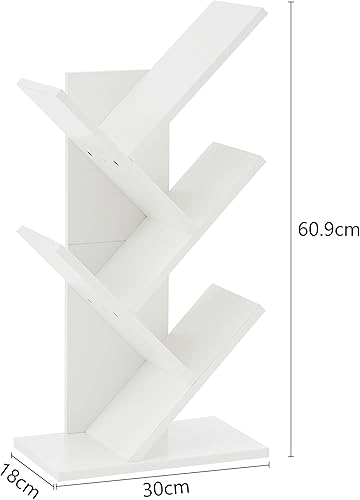 Miniatura 3 de Hoctieon Estantería de árbol de 4 niveles, estantería de 4 estantes, estantería de árbol de pie independiente, estante de pie para libros, estantes