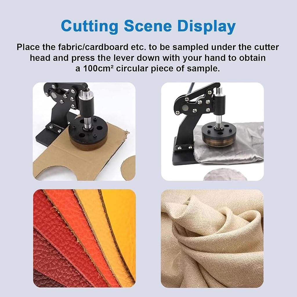 Round Sample Cutter for 100 Sqcm Round Cloth Sample Disk,Round Fabric Cutter,Foam Cutter Tool,Cutting Thickness 0-10mm - Ideal for Leather, Paper Disc Sampling