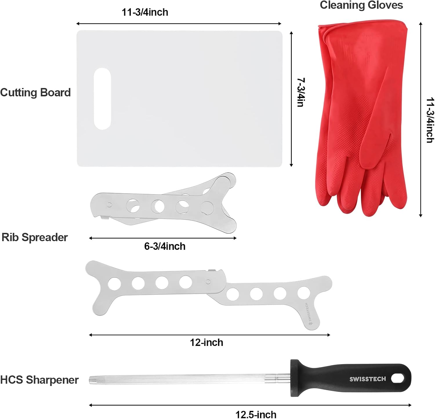 Swiss+Tech Field Dressing Kit, 10-Piece Hunting Knife Set with Caping Knife, Gut-Hook Skinner, Fillet Knife, Butcher Knife, Wood/Bone Saw, Shears, for Deer Hunting, Fishing, Camping, Survival : Sports & Outdoors