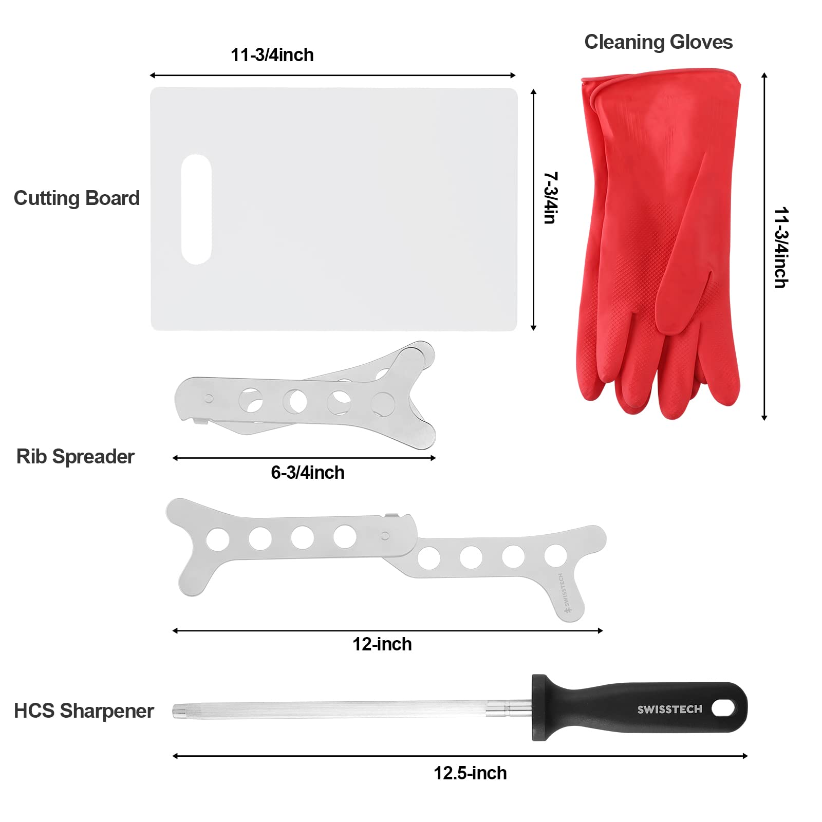Swiss+Tech Field Dressing Kit, 10Piece Hunting Knife Set with Caping