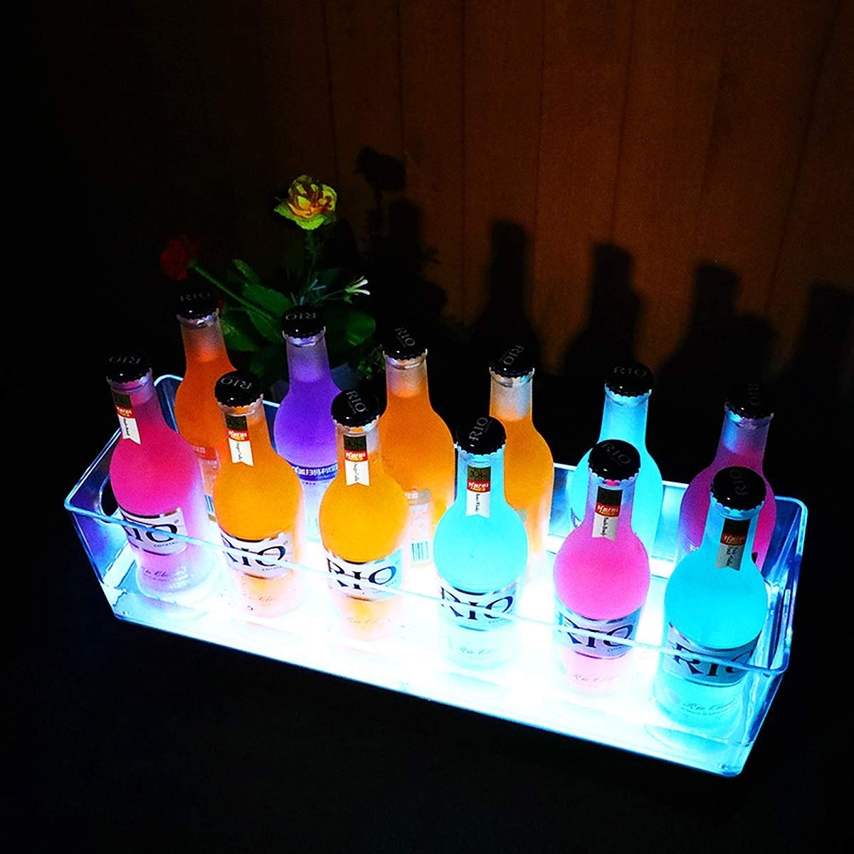 Eiskübel Eiskühler EIS Eimer Sektkühler LED Eiskübel LED Kühler Eimer Leuchten Großer Isolierbehälter, Rechteckiger Wiederaufladbarer Weinkühler Bis Zu 12 Oder 24 Weine Für KTV Party Bar Home Wedding