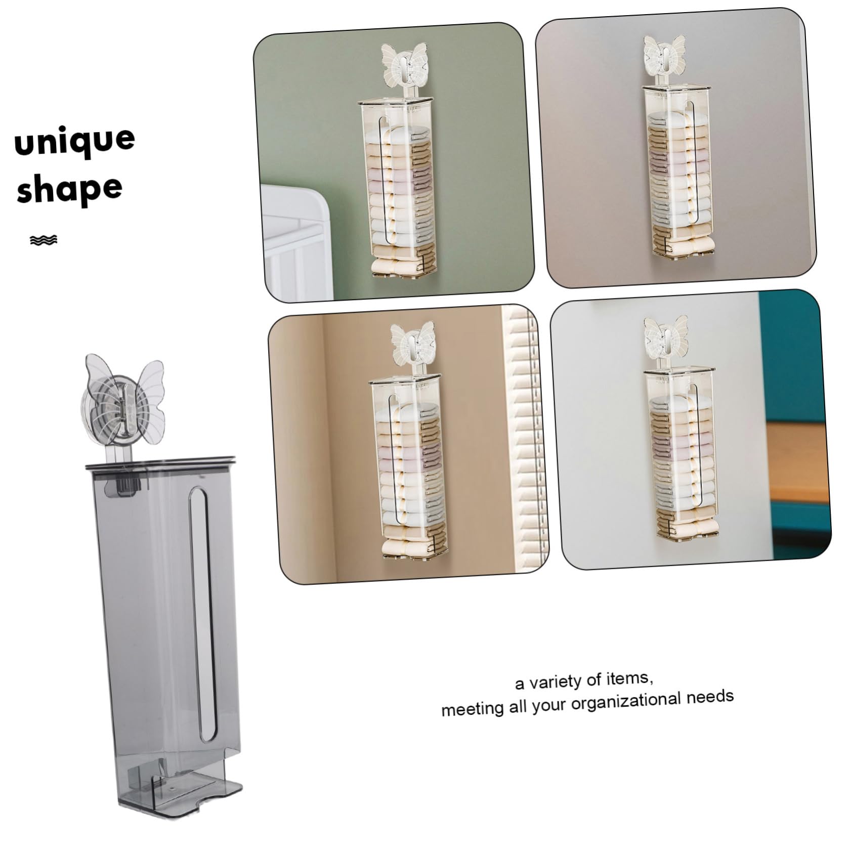STOBAZA Hängender Unterwäsche Organizer mit Saugnapf 2 Stück aus Pet mit Schutzdeckel Platzsparend für Socken und Unterwäsche zu Hause