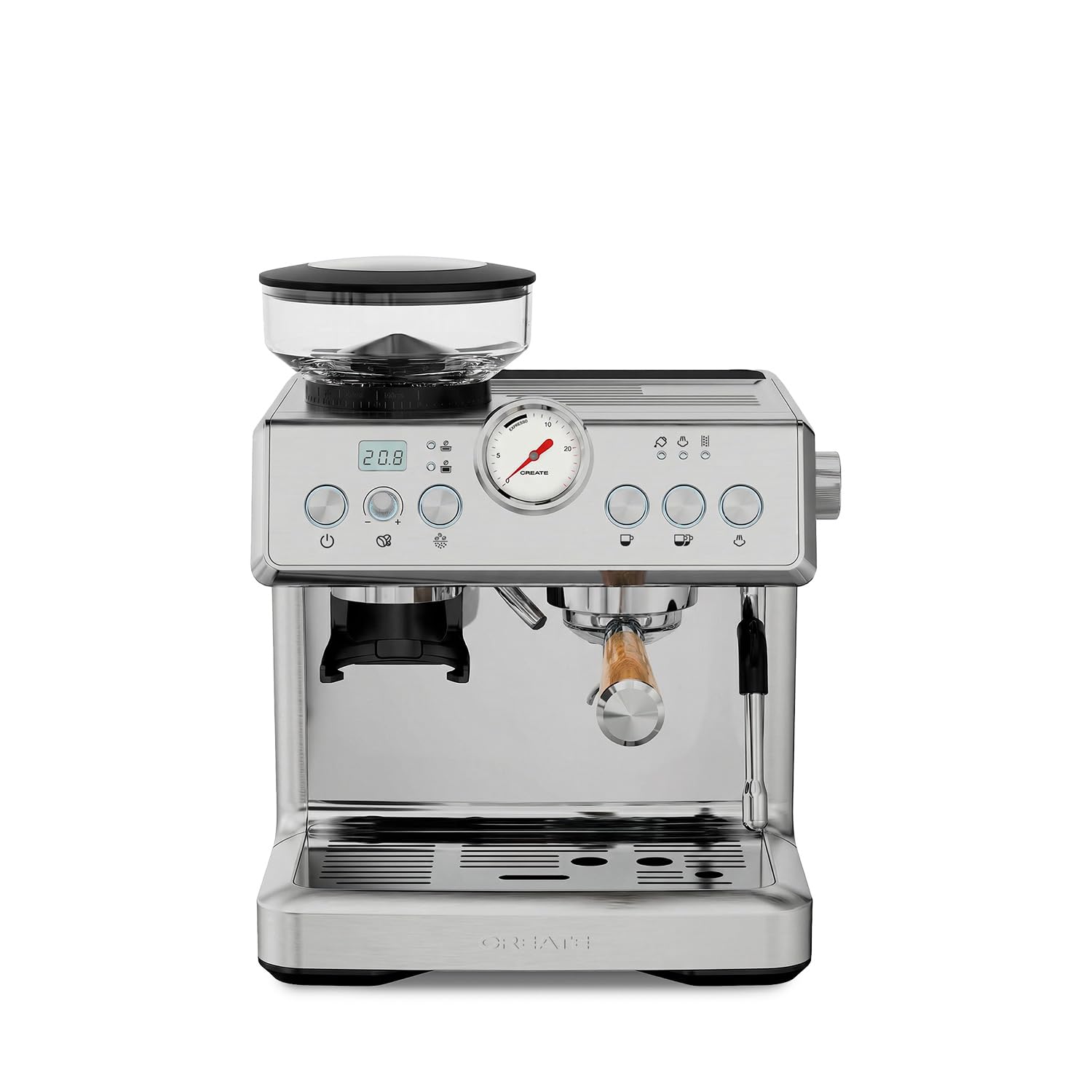 CREATE / THERA CLASSIC ADVANCE/Cafetera express semiautomática con vaporizador / 20 bares, depósito 250g, filtro 1-2 tazas, 15 ajustes de molienda, 2450W