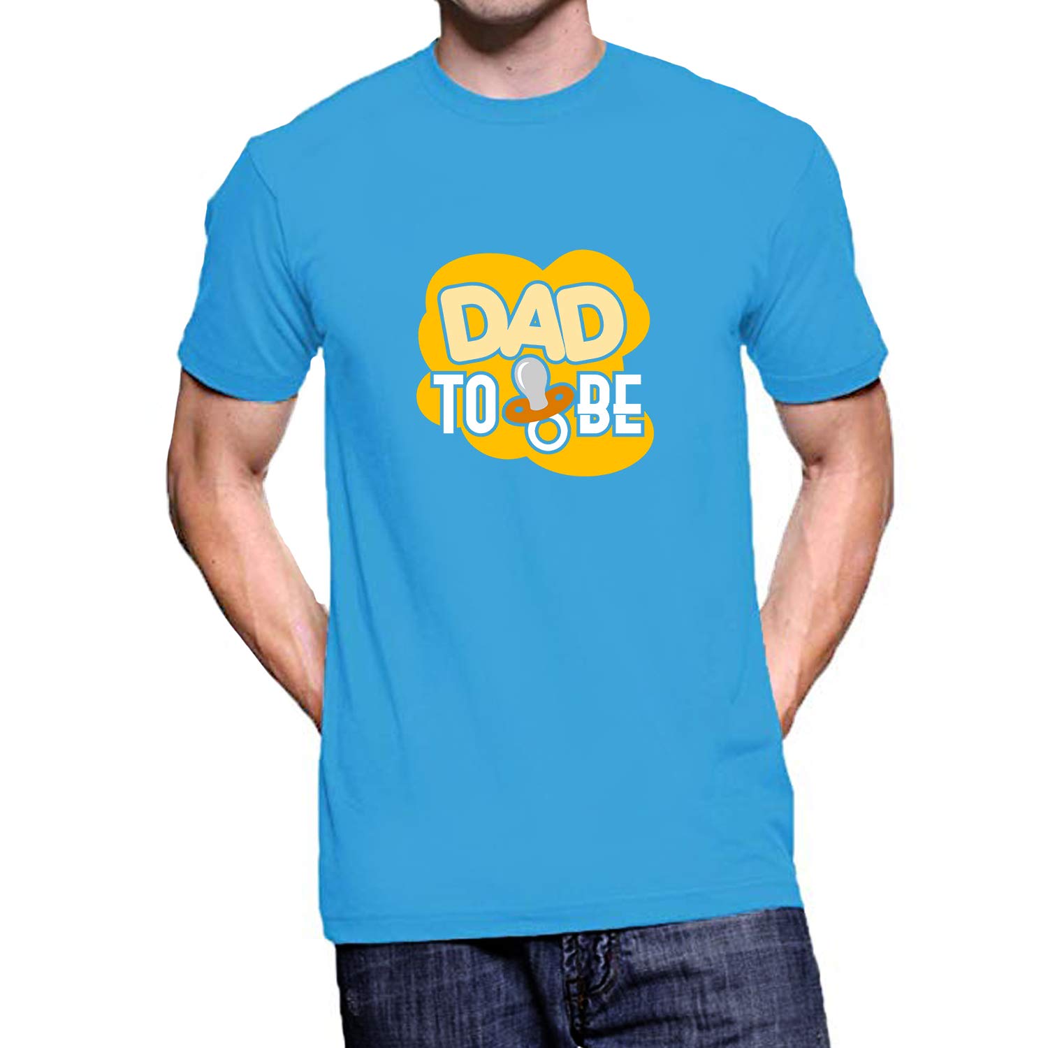 TVP Fashions Graphic Printed Men Tshirt Dad to Be Cotton Printed Round Neck Half Sleeves Baby, Dad, Fatherhood Tees and Tshirts (Turquoise_XX-Large)