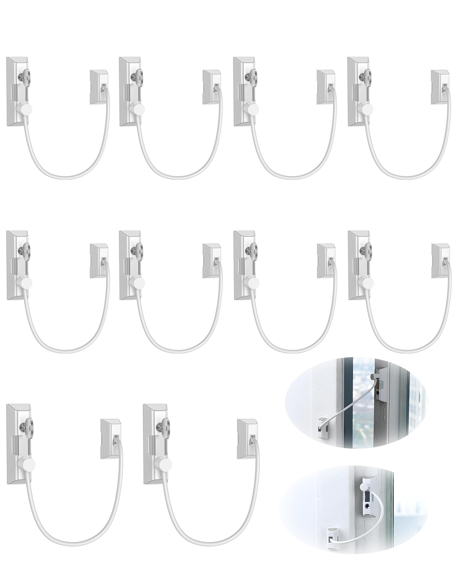 eSynic Lot de 10 verrous de fenêtre pour fenêtres UPVC - Entrebâilleurs de sécurité en alliage et acier inoxydable - Limite la ventilation pour la maison/l'école/les applications commerciales