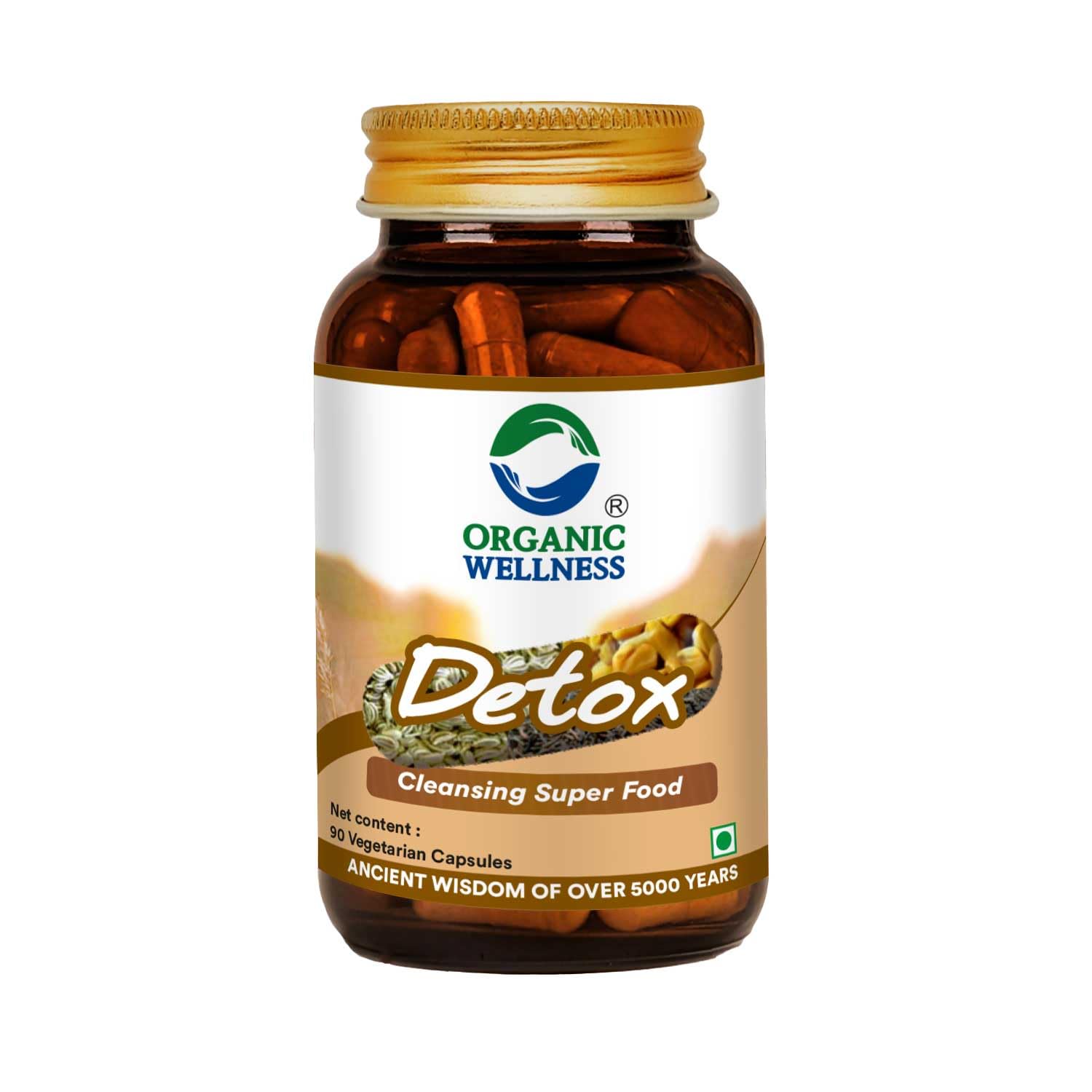 Organic Wellness Liver Detox Capsule 90 Vegetarian Supplement Capsules - Natural Detoxification Formula Supports Liver - Fit Health Fatty Liver Care - Body Detox Support For both Men & Women