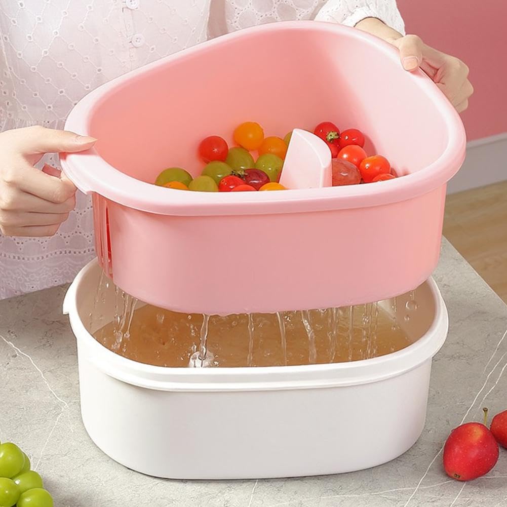 Drain En Forme D'Escargot Pour Lavage Fruits Et Légumes - Panier Rotatif Automatique Avec Brosse - Plastique Alimentaire