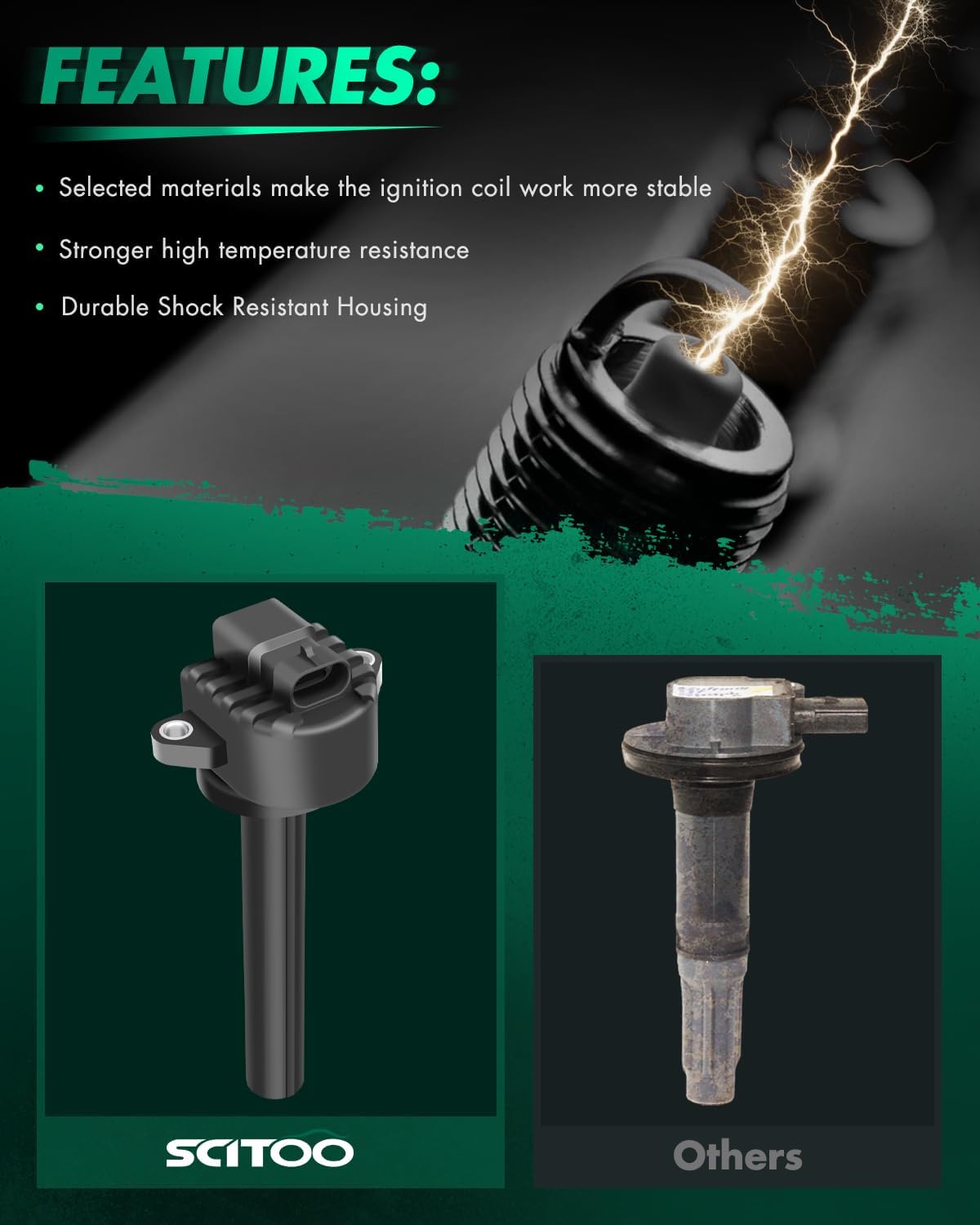 SCITOO Ignition Coil Coils Pack fits for Isuzu Trooper 3.5L 2000-2002 for Isuzu Rodeo 3.2L 2000-2004 for Isuzu Axiom 3.5L 2002-2004 for Honda Passport 3.2L 2000-2002 UF252 C1255 E866 6 pcs