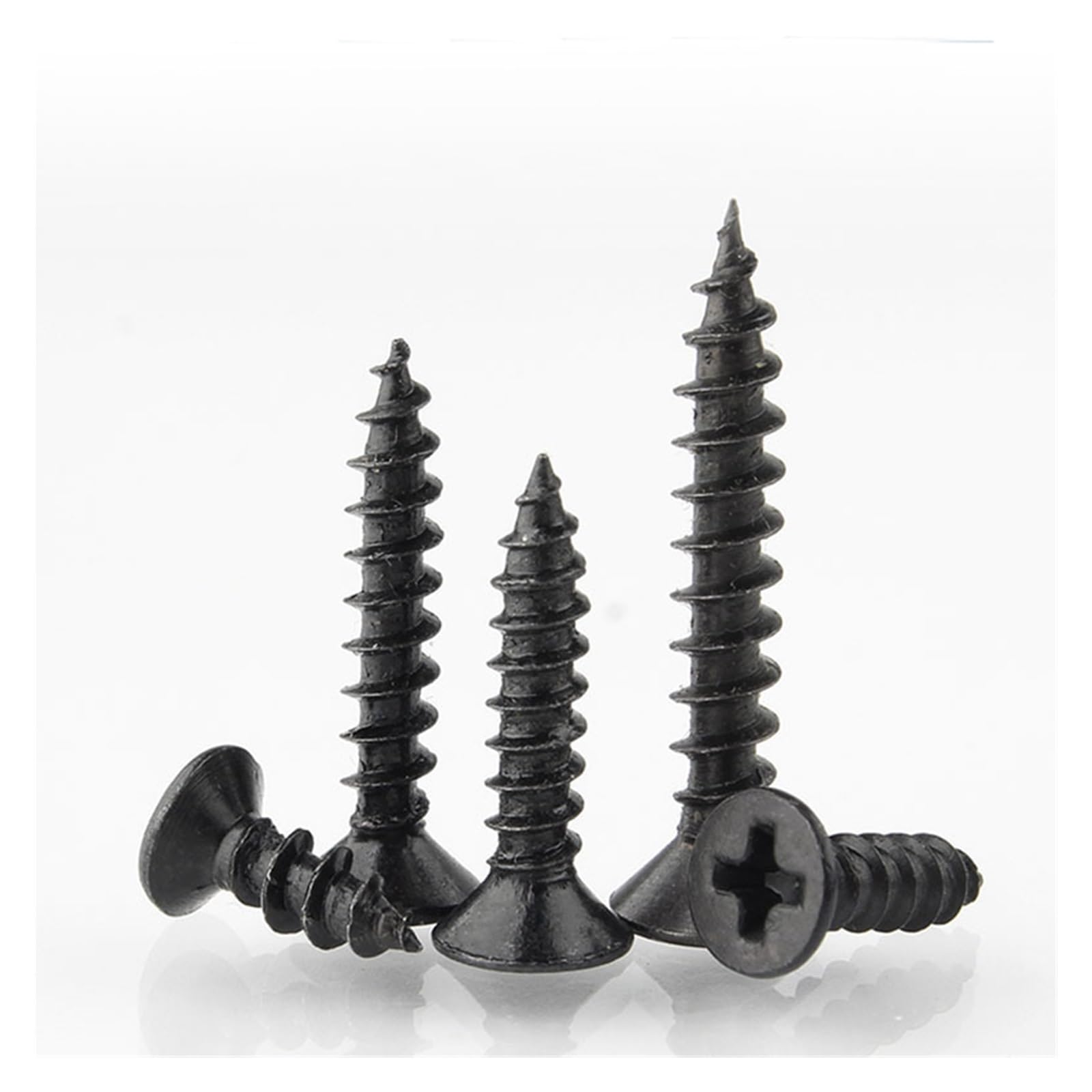 M1 M1.2 M1.4 M1.7 M2 M3 M4 Juego de caja de juego de tornillos autorroscantes de cabeza avellanada plana cruzada de acero negro(M3)