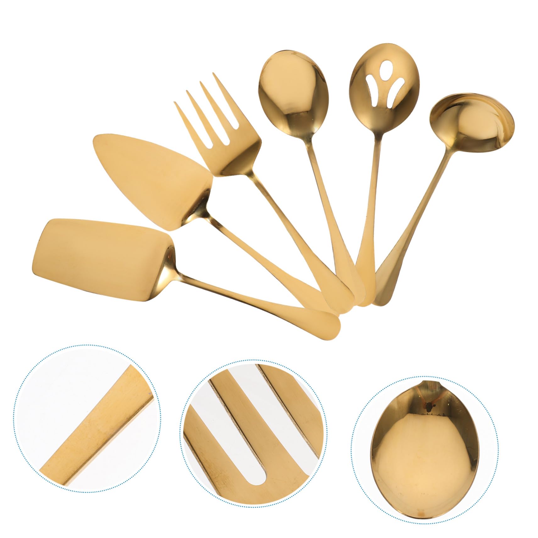 Juego 6 Piezas Cucharas Servir Acero Inoxidable Dorado Comedor